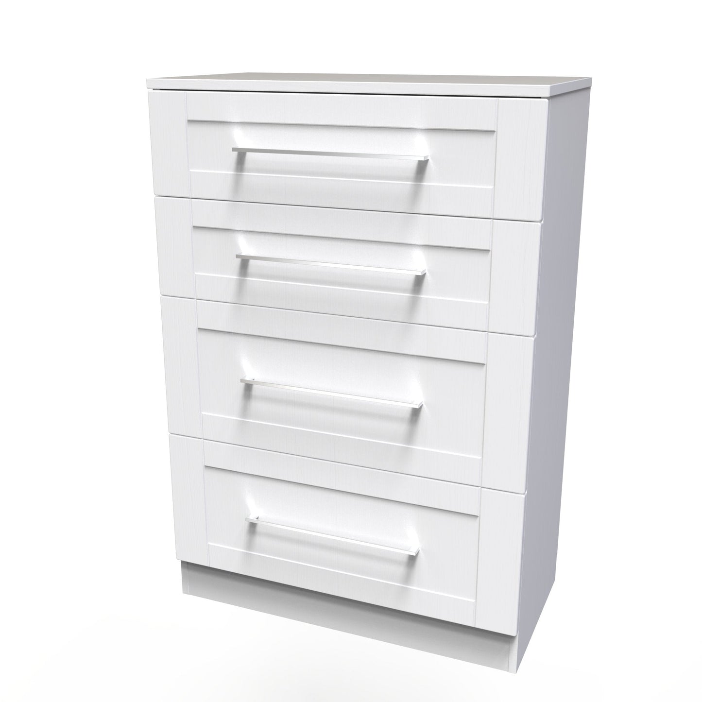 York Tall Chest of Drawers White 4 Drawers 74cm