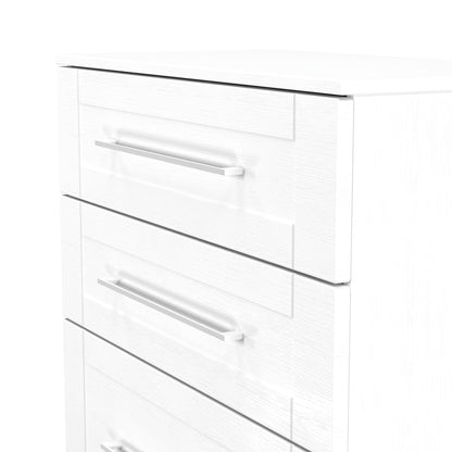 York Tall Chest of Drawers White 4 Drawers 74cm