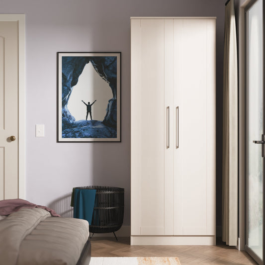 York Tall Wardrobe Cream 2 Doors 1 Shelf 74cm