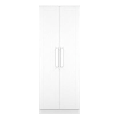 York Tall Wardrobe White 2 Doors 1 Shelf 74cm