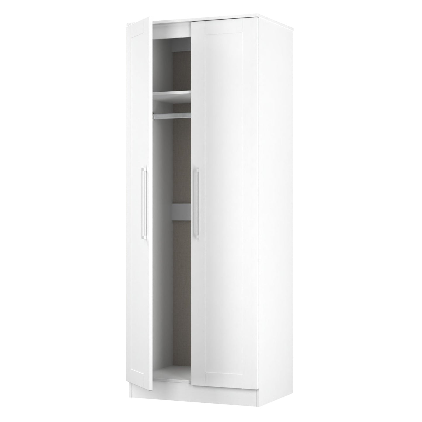 York Tall Wardrobe White 2 Doors 1 Shelf 74cm