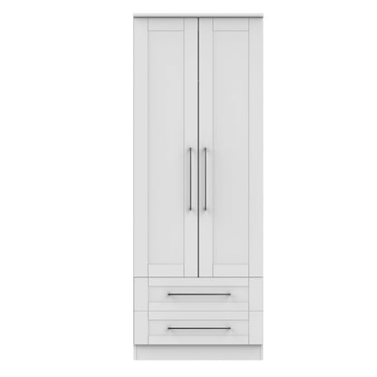 York Tall Wardrobe Grey 2 Doors 2 Drawers 74cm