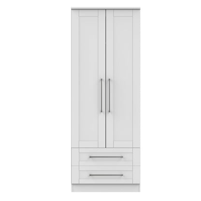 York Tall Wardrobe Grey 2 Doors 2 Drawers 74cm