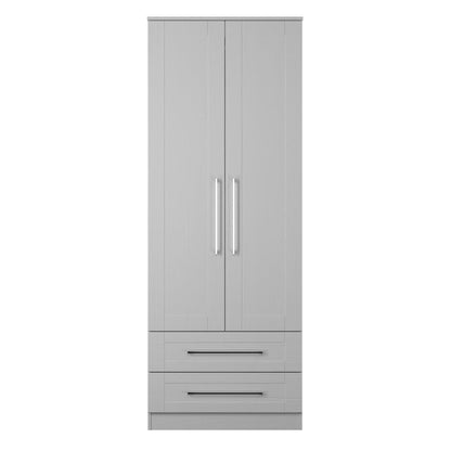 York Tall Wardrobe Grey 2 Doors 2 Drawers 74cm