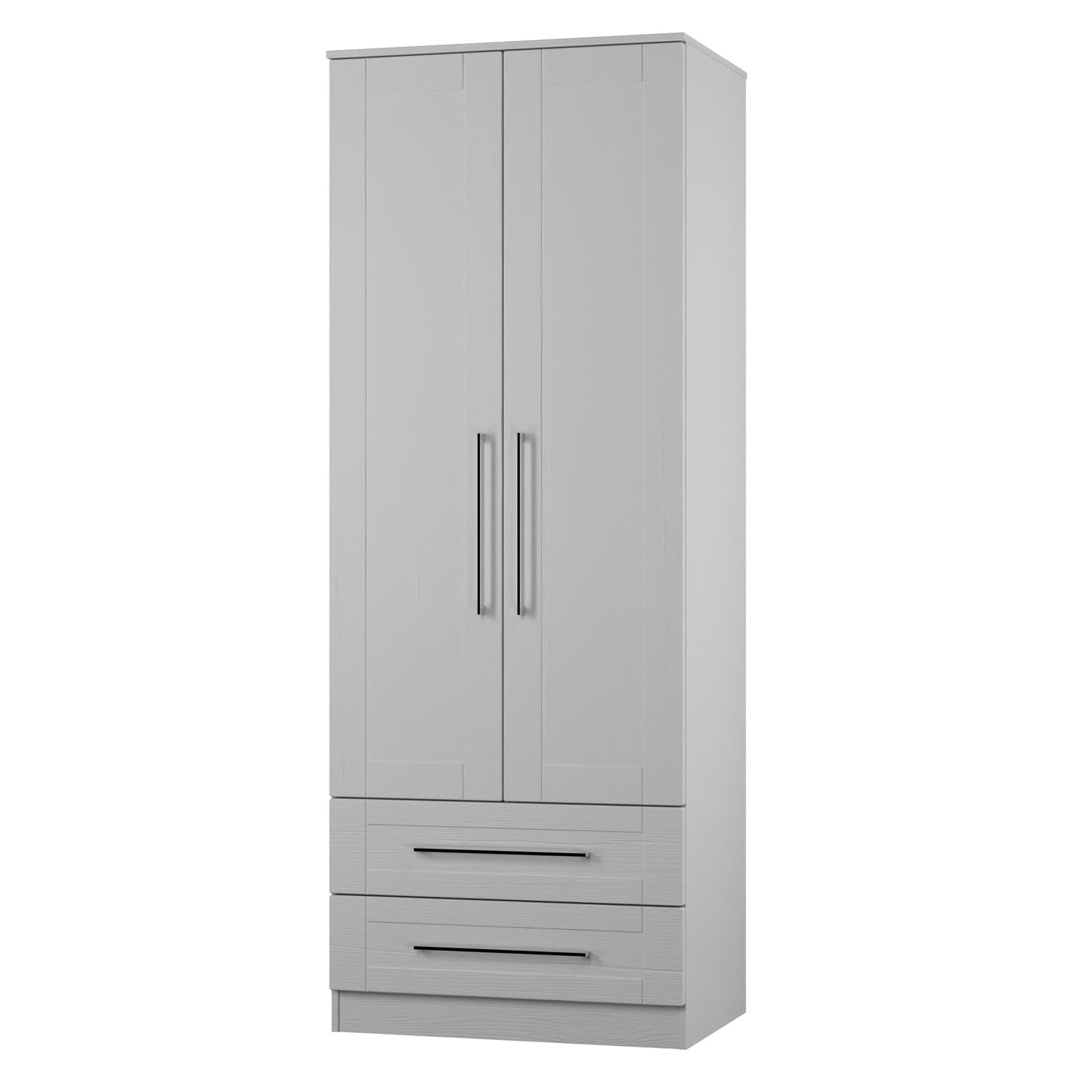 York Tall Wardrobe Grey 2 Doors 2 Drawers 74cm
