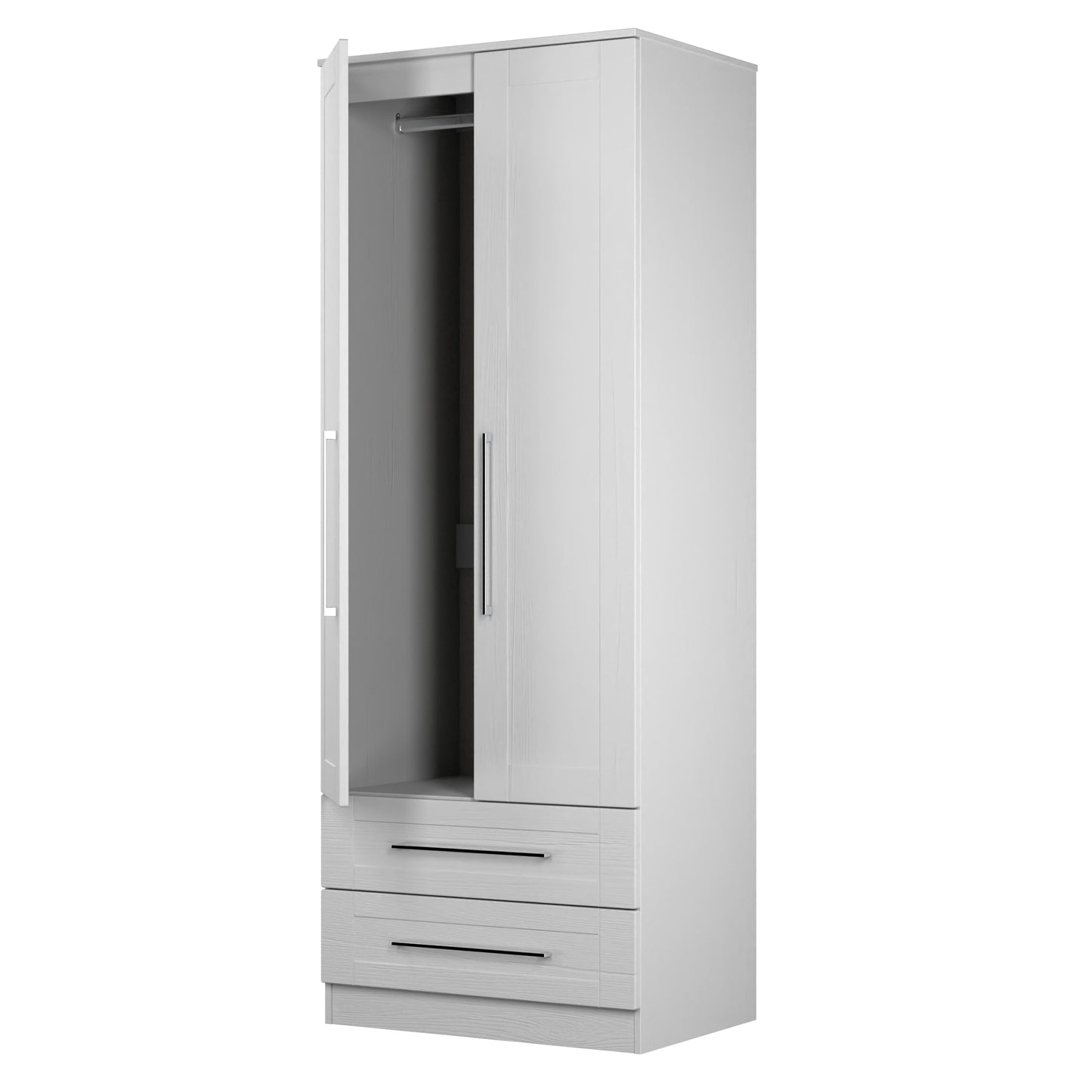 York Tall Wardrobe Grey 2 Doors 2 Drawers 74cm