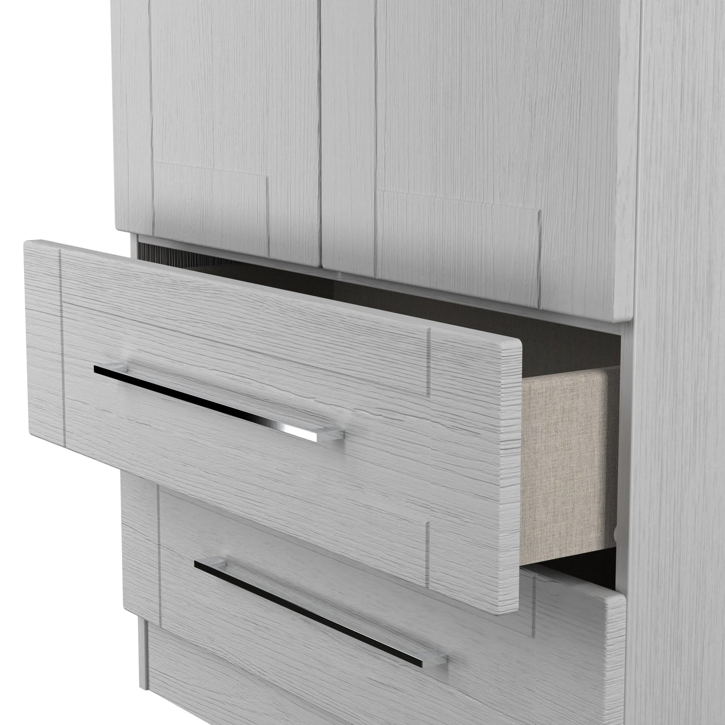 York Tall Wardrobe Grey 2 Doors 2 Drawers 74cm