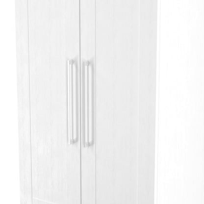 York Tall Wardrobe White 2 Doors 2 Drawers 74cm