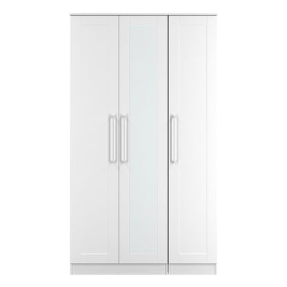 York Tall Mirror Wardrobe White 1 Shelf 111cm