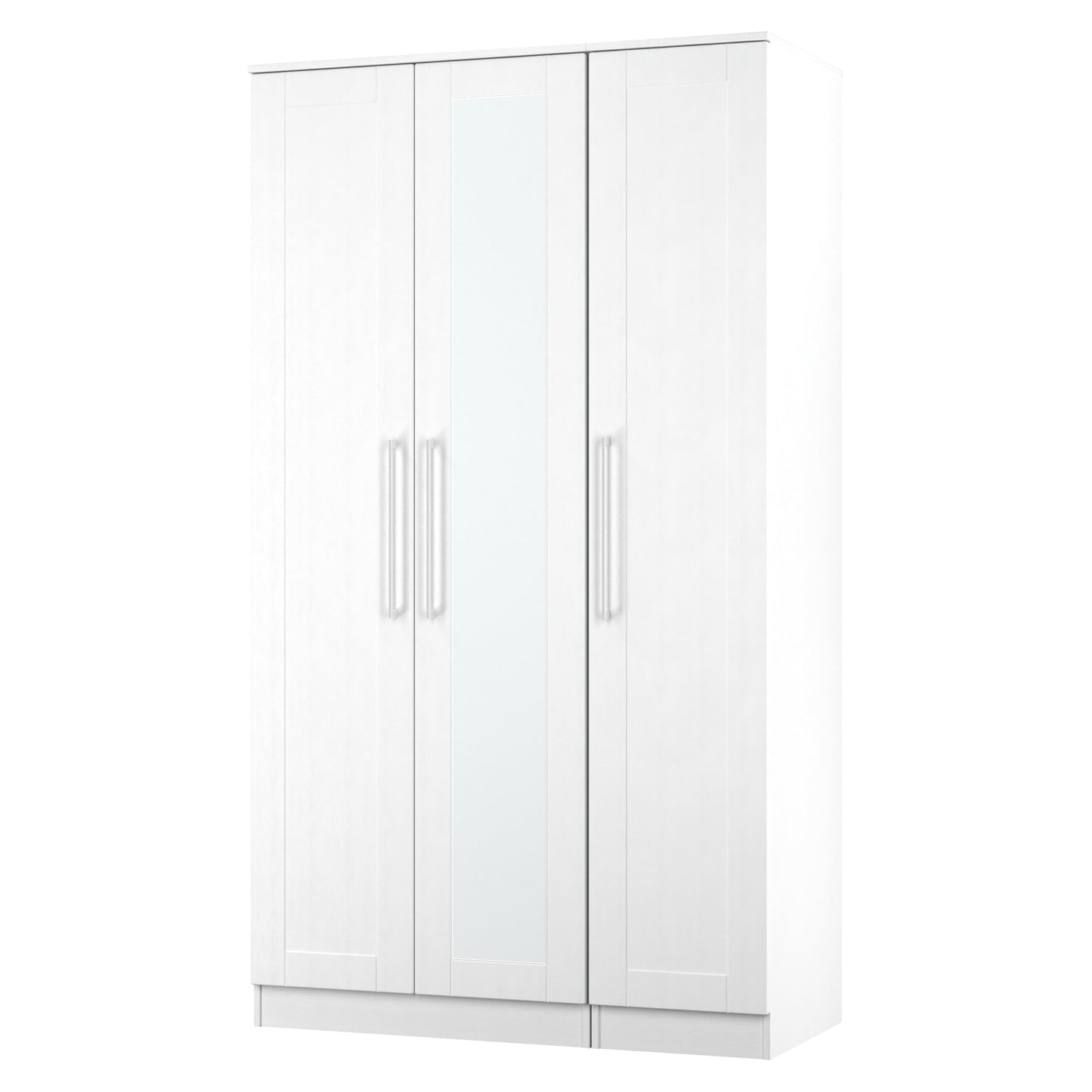 York Tall Mirror Wardrobe White 1 Shelf 111cm
