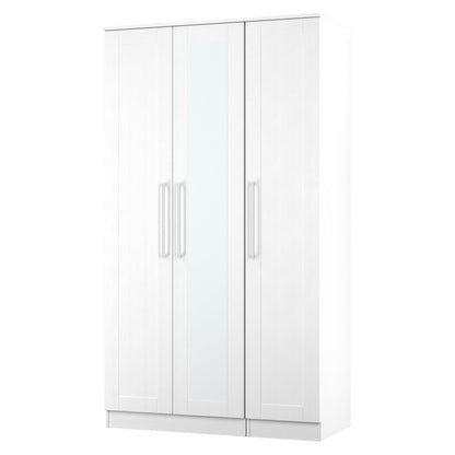 York Tall Mirror Wardrobe White 1 Shelf 111cm