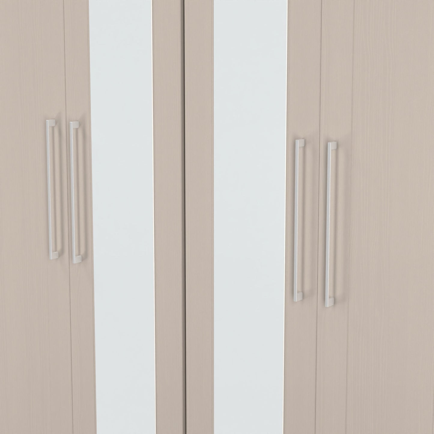 York Tall Mirror Wardrobe Cream 4 Doors 2 Shelves 148cm