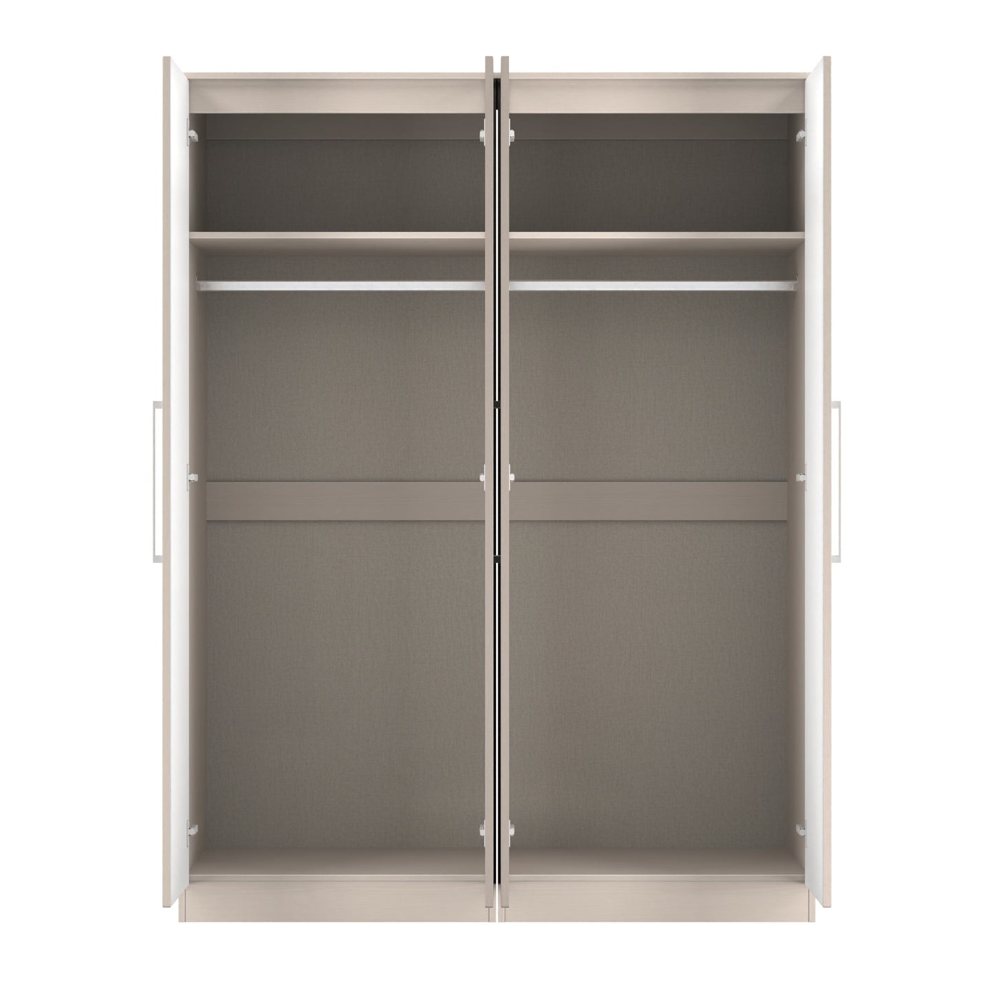 York Tall Mirror Wardrobe Cream 4 Doors 2 Shelves 148cm