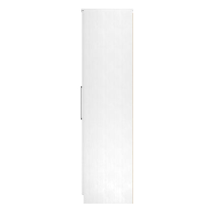 York Tall Mirror Wardrobe White 4 Doors 2 Shelves 148cm