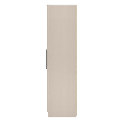 York Tall Mirror Wardrobe Cream 6 Doors 2 Shelves 2 Drawers 222cm