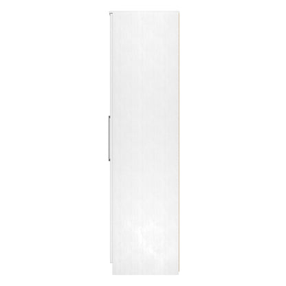 York Tall Mirror Wardrobe White 6 Doors 2 Shelves 2 Drawers 222cm