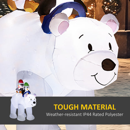 Polar Bear & Penguins Inflatable Christmas Decoration - 196cm
