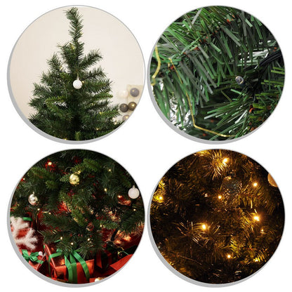 6 Foot Pre-Lit Artificial Christmas Tree 200 LED Xmas Tree Holiday Décor with Decorative Balls Ornament Metal Stand Green