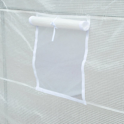 3.5 x 2 x 2 m Large Galvanised Steel Frame Outdoor Poly Tunnel Garden Walk-In Patio Greenhouse - White