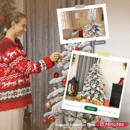 5ft Christmas Tree Artificial - White Frosted Green  1020 Tips