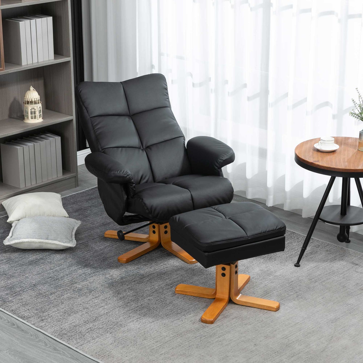 Homcom Faux Leather Swivel Recliner Chair with Footstool