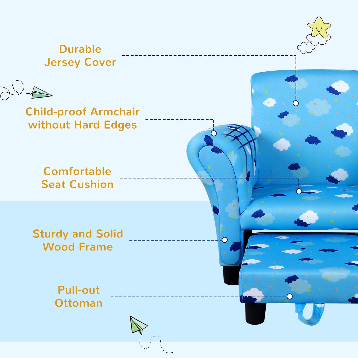 Kids Star and Cloud Armchair