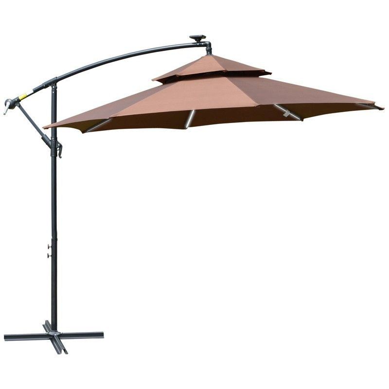 3 Cantilever Banana Parasol Hanging Umbrella Double Roof
