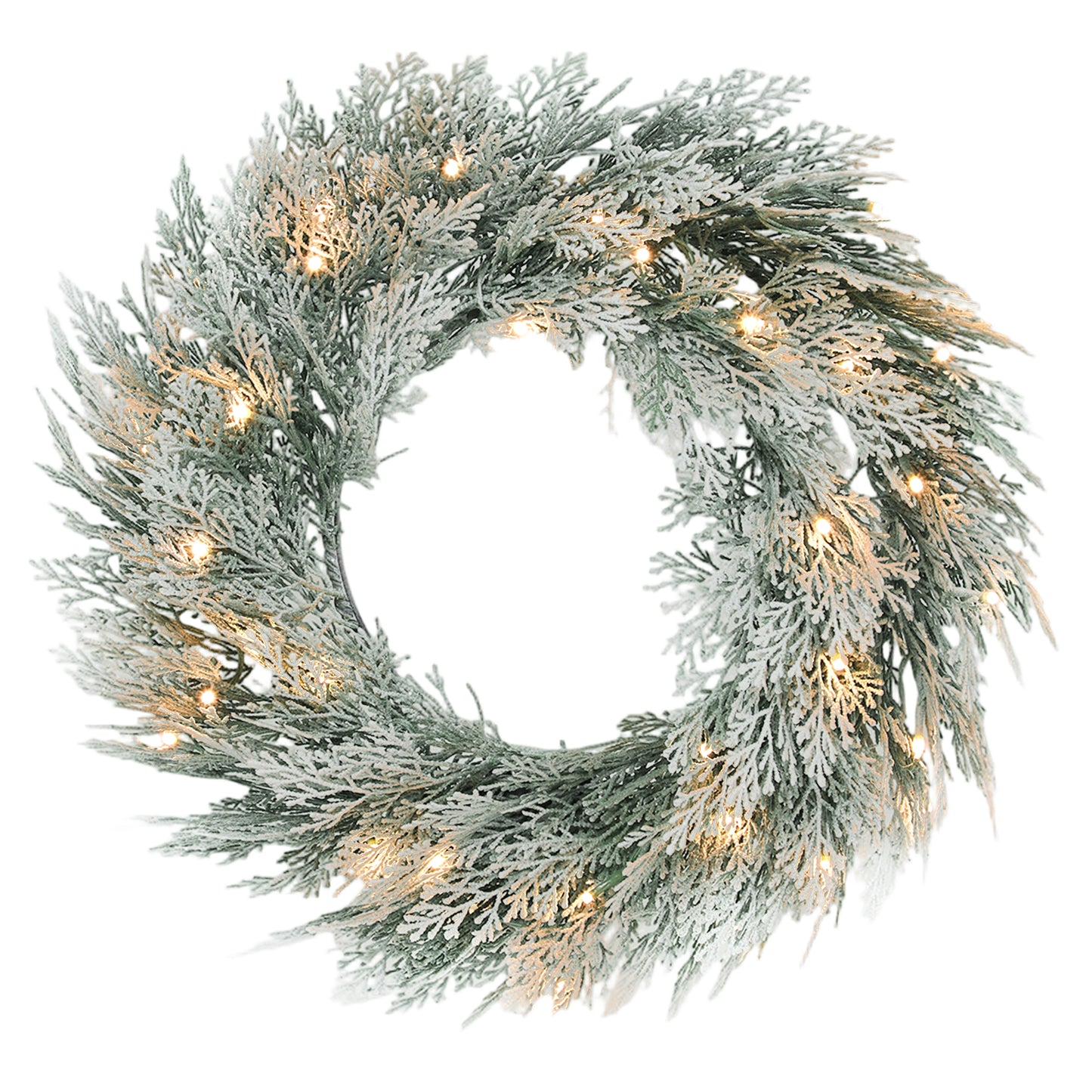 Wreath Christmas Decoration Green with Frosted Pattern - 60cm Primary Image