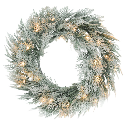 Wreath Christmas Decoration Green with Frosted Pattern - 60cm Primary Image