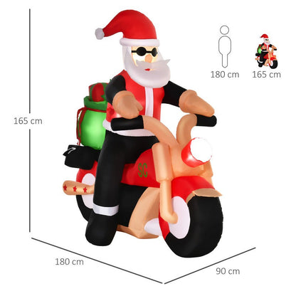 5.5 Foot Christmas Inflatable Santa Claus Riding a Motorcycle Blow Up Decoration Xmas Décor for Garden