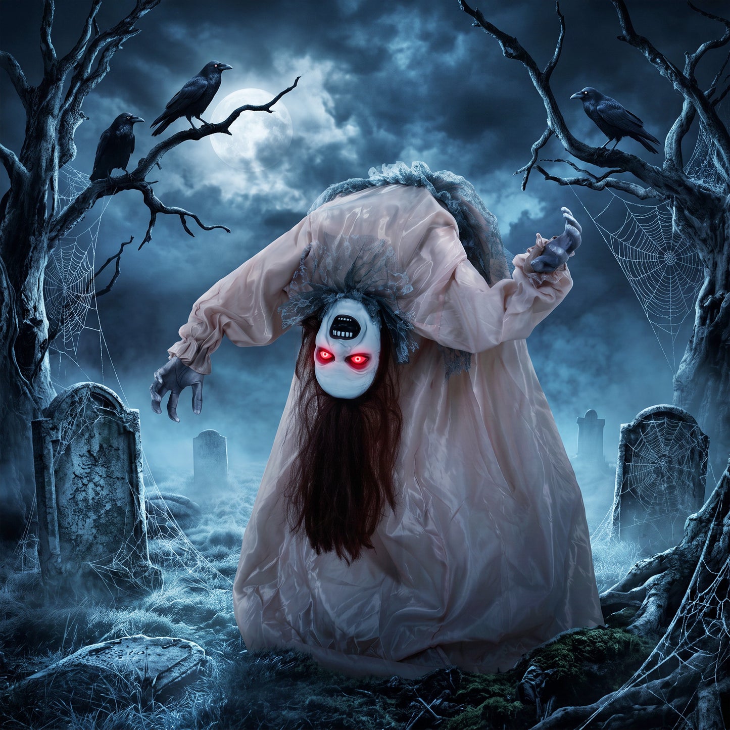 Animated Ghost Girl Halloween Decoration - 100cm