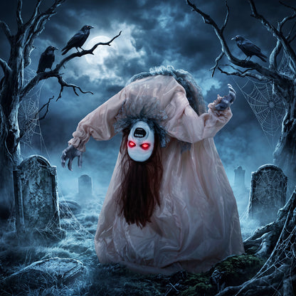 Animated Ghost Girl Halloween Decoration - 100cm