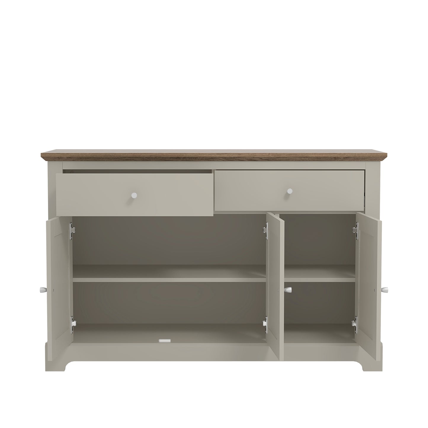 Salcombe Large Sideboard Light Grey 3 Doors 4 Shelves 2 Drawers