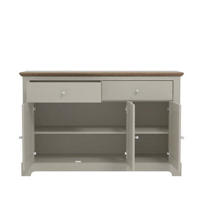 Salcombe Large Sideboard Light Grey 3 Doors 4 Shelves 2 Drawers