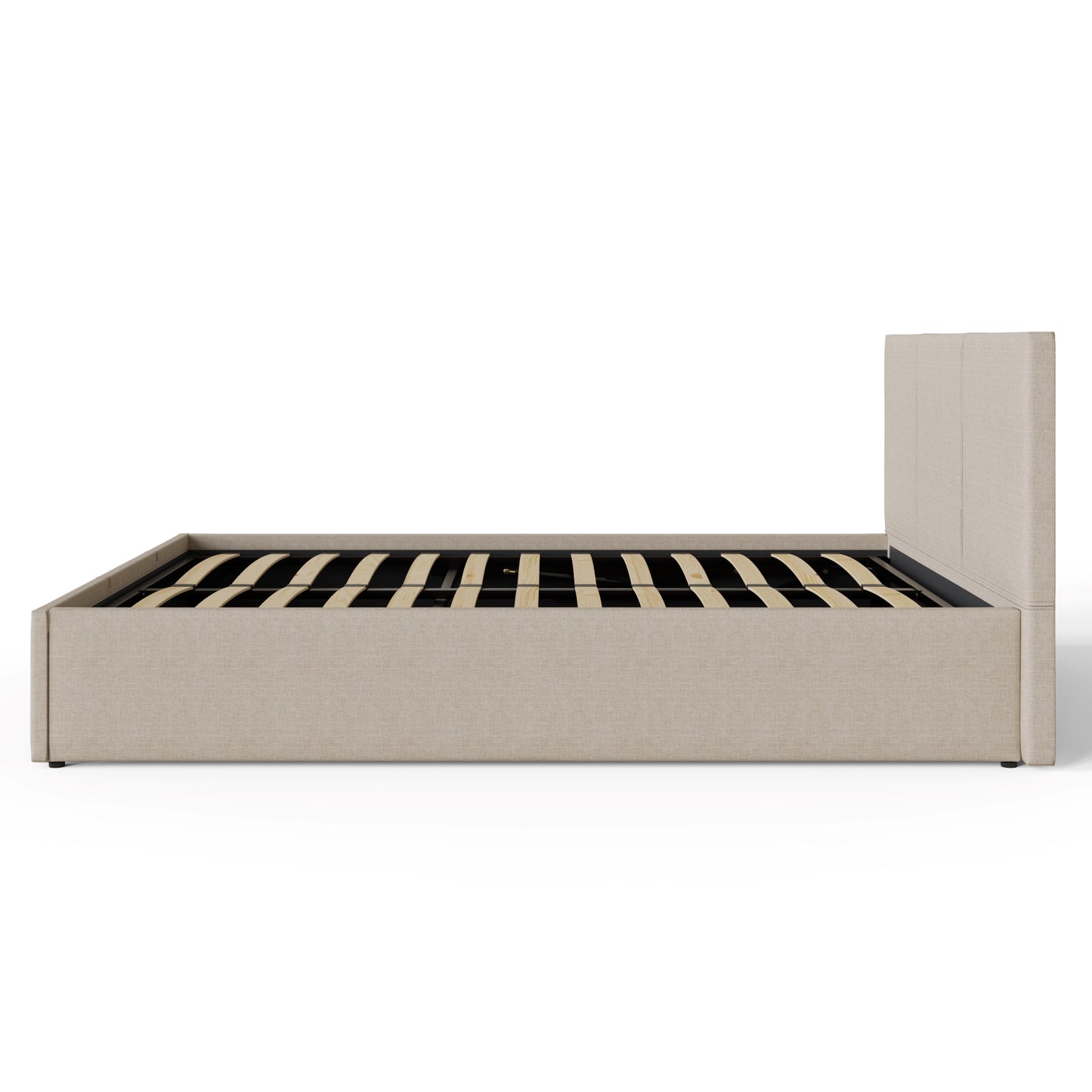 End Lift King Size Ottoman Bed Metal & Wood Natural 5 x 7ft