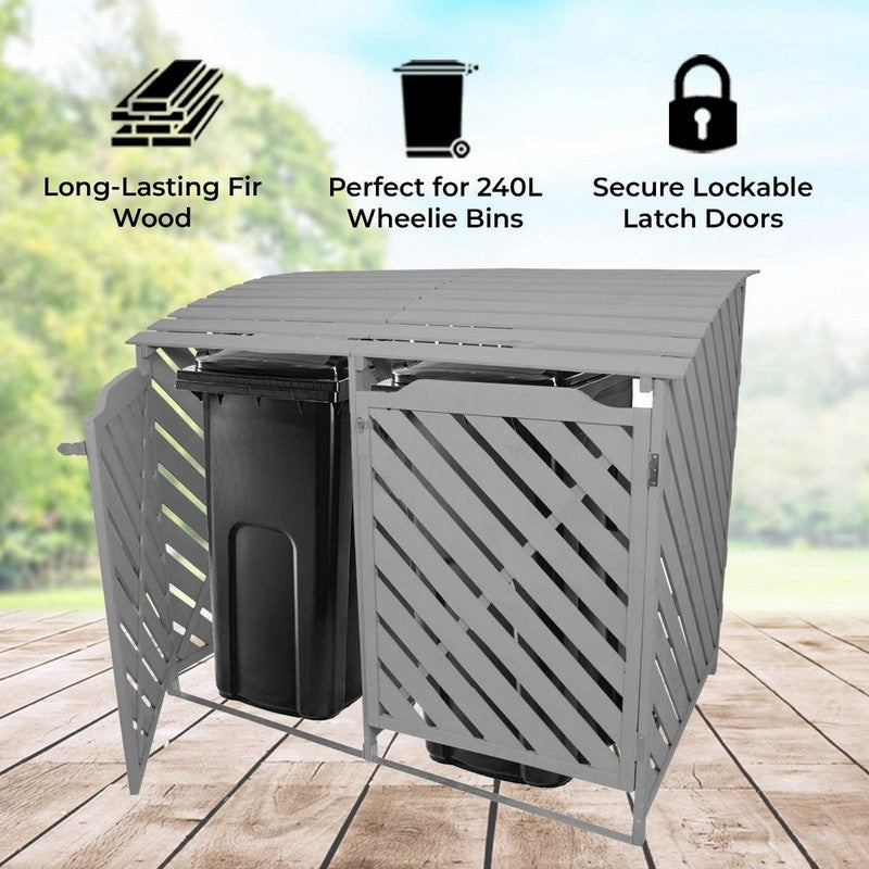 Raven Raven Double 4' 10" x 3' Pent Wheelie Bin Store - Classic Sprayed Vented