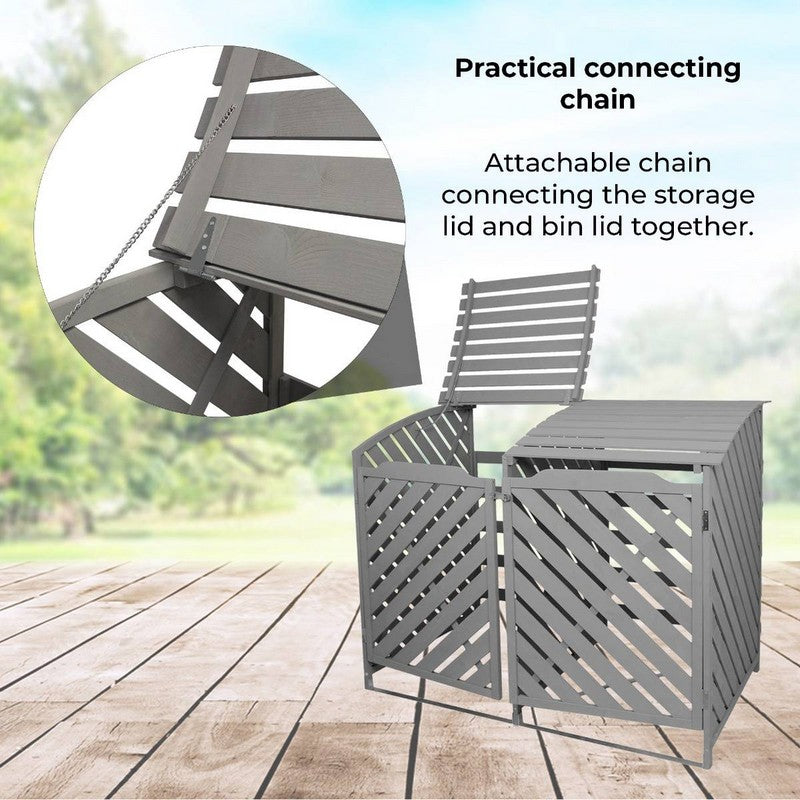 Raven Raven Double 4' 10" x 3' Pent Wheelie Bin Store - Classic Sprayed Vented