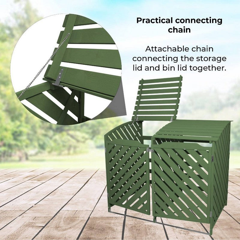 Raven Raven Double 4' 10" x 3' Pent Wheelie Bin Store - Classic Sprayed Vented