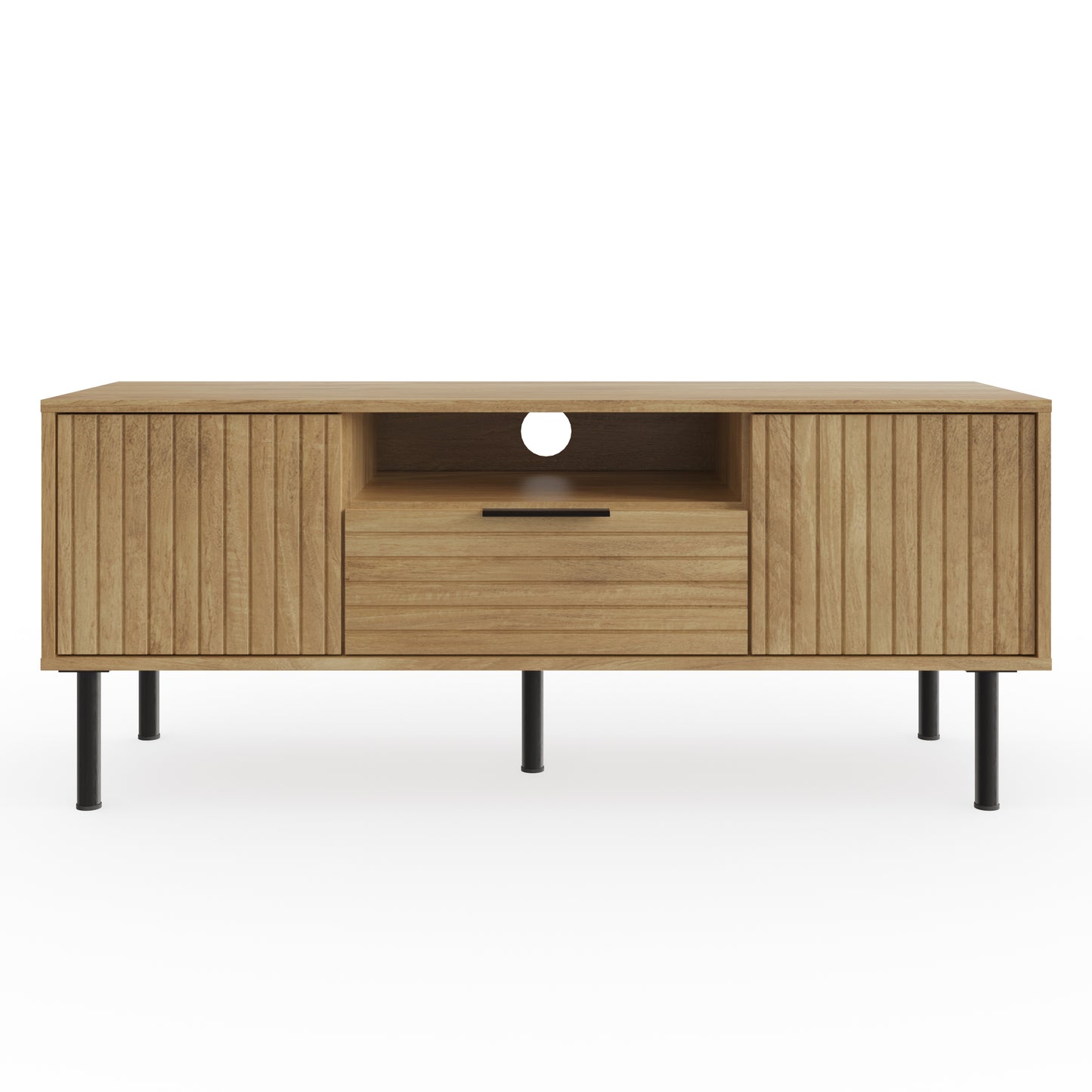 Nervata TV Unit Oak & Black 1 Shelf 1 Drawer 2 Doors