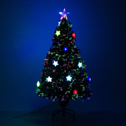 Homcom 4 Foot Prelit Artificial Christmas Tree Fibre Optic Star LED Light with LED Light for Indoor Party Primary Image
