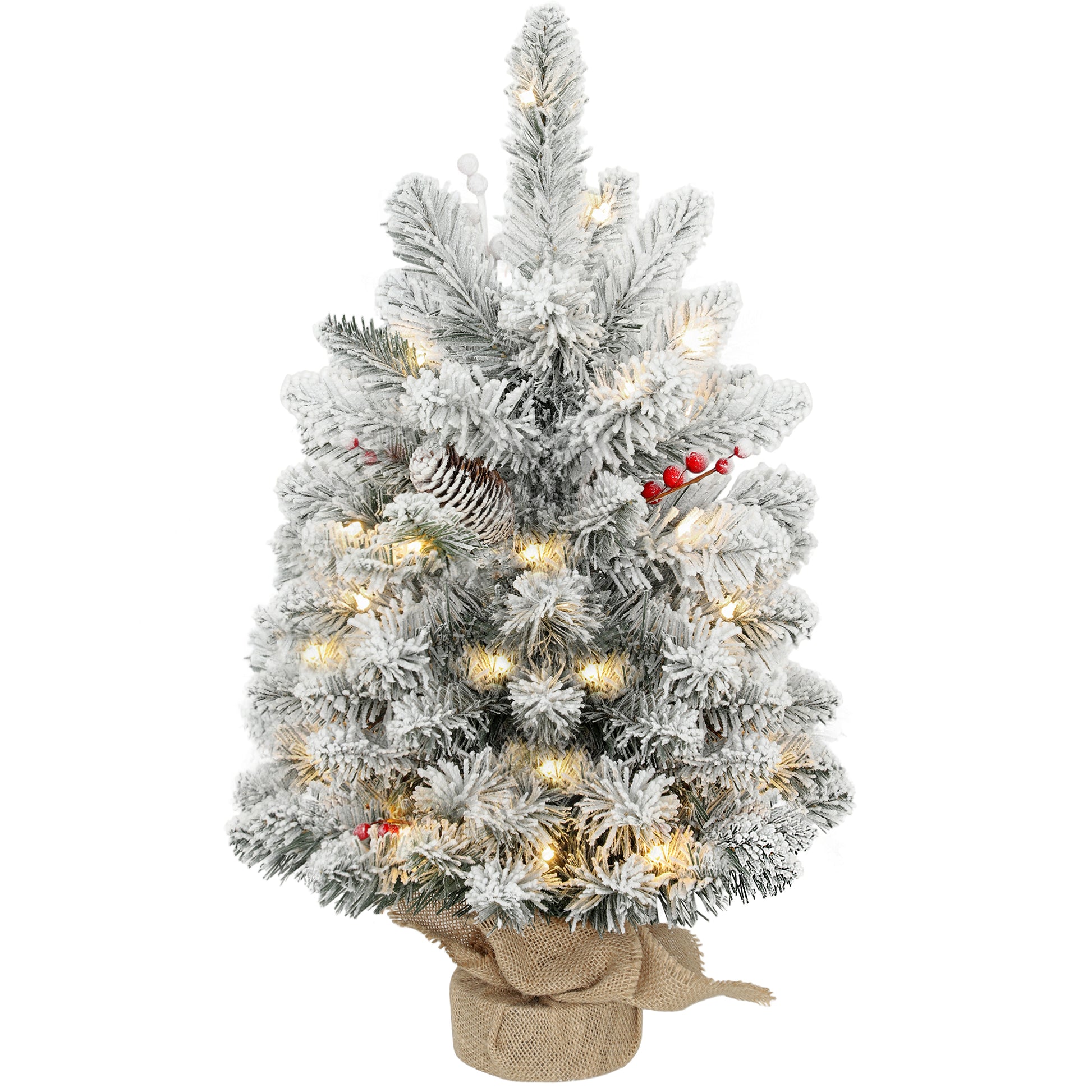 2ft Prelit Christmas Tree Artificial - White Frosted Green Ornament Warm White 72 Tips Primary Image