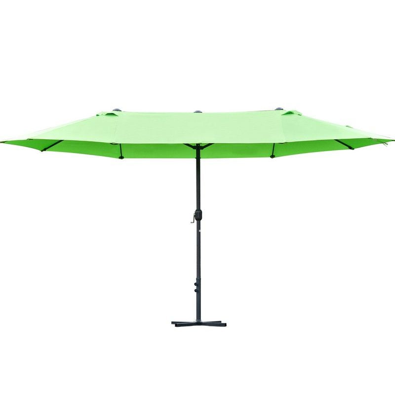 4.6M Sun Umbrella Canopy Double Sided Crank Sun Shade Cross Base