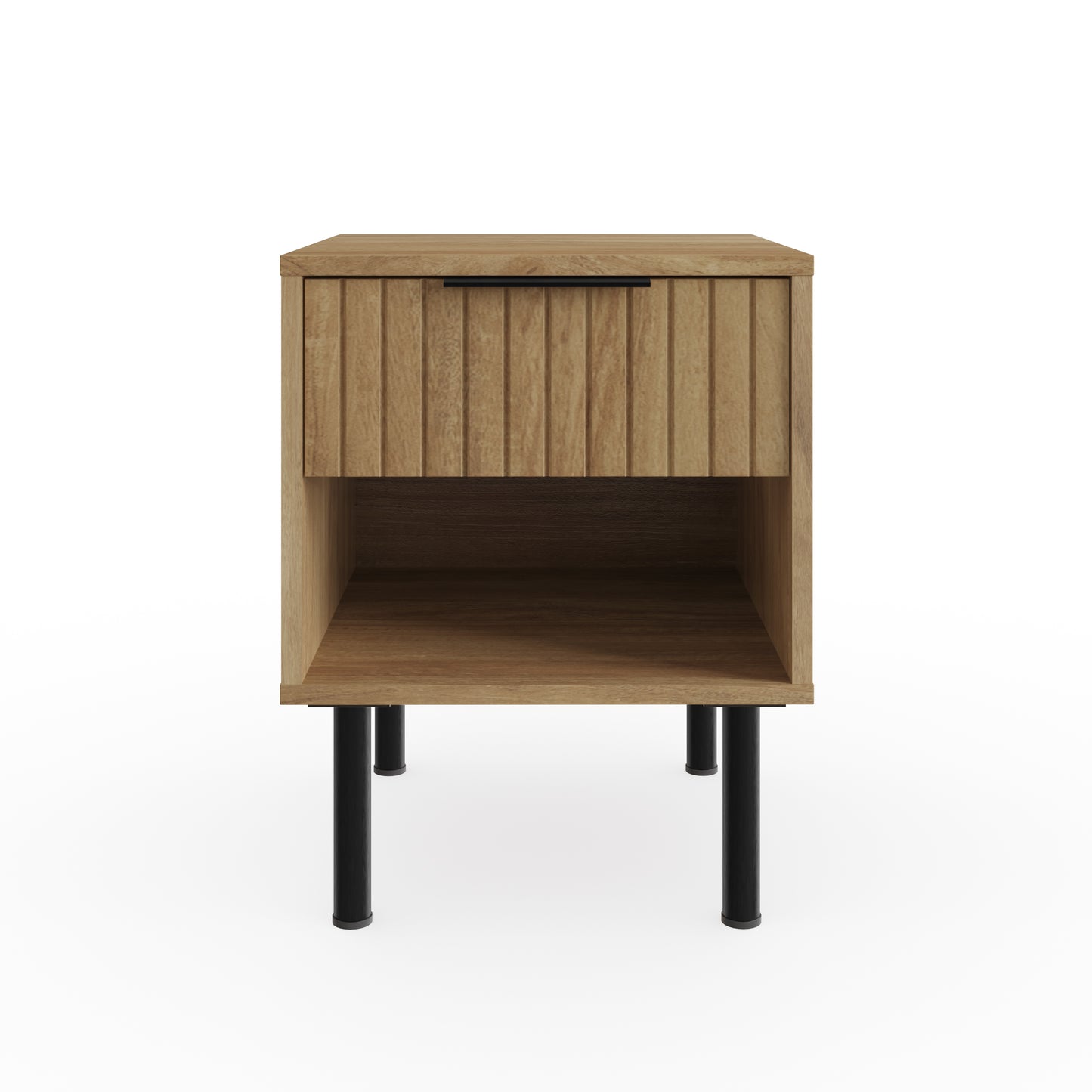 Nervata Side Table Oak & Black 1 Shelf 1 Drawer