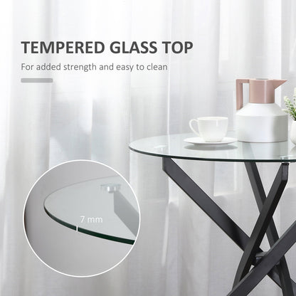 Side Table with Clear Tempered Glass Top