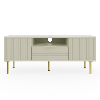 Nervata TV Unit White & Gold 1 Shelf 1 Drawer 2 Doors