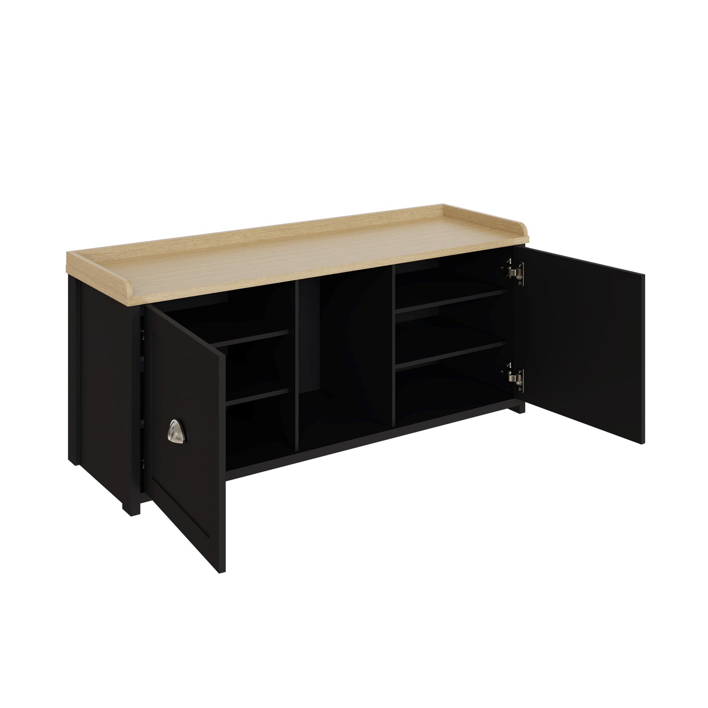 Lancaster Large Shoe Storage Black 2 Doors 7 Shelves