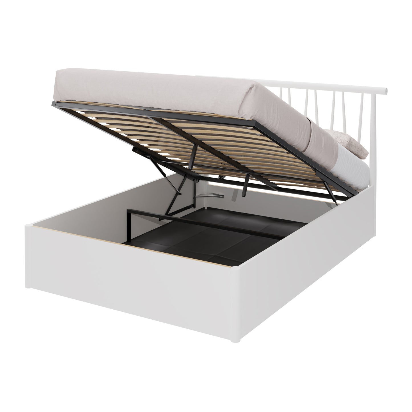 Fusum Double Ottoman Bed White 6 x 7ft