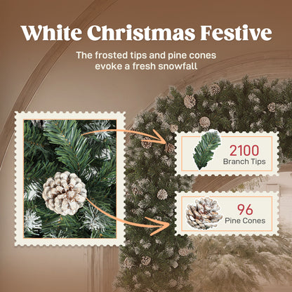 8ft Pinecone Christmas Tree Arch Artificial - White Frosted Green  2100 Tips
