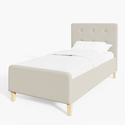 Ashbourne Single Ottoman Bed Wood & Fabric Natural 3 x 7ft