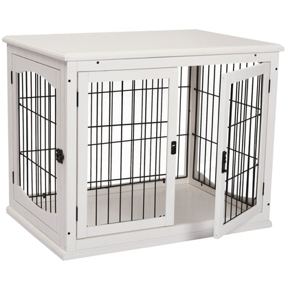 Pawhut Medium-Density Fibreboard 3-Door Small Indoor Pet Cage White